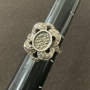 925 Sterling Silver Vintage Genuine Marcasite Ring Size 6.5